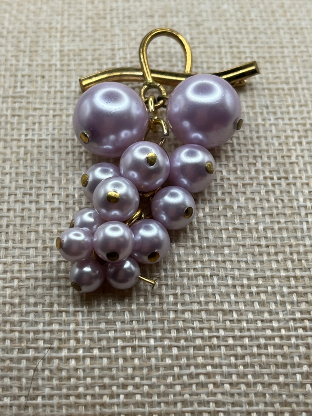 Vintage Gold-Tone Pink Pearl Cluster Brooch